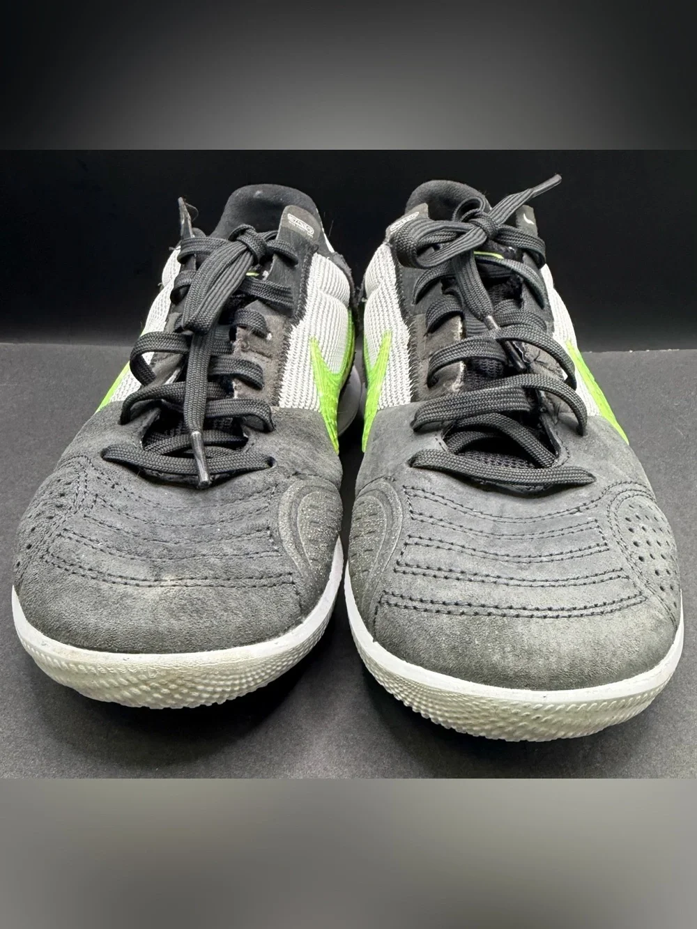 Nike - Streetgato, Grey shoes- Mad Voltage-Neon Green Swoosh- 6.5